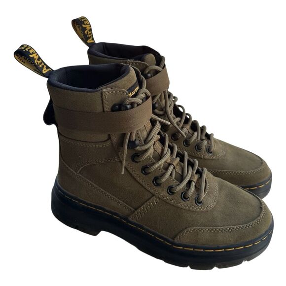 Dr. Martens Combs Tech Suede Boots Womens 7 Mens 6 Olive Green Combat Lace Up - Picture 6 of 10